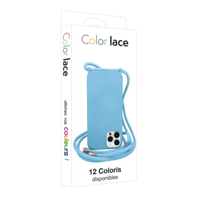 Coque premium + lacet Color lace pour iphone 14 Pro - bleu glacier