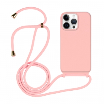 Coque premium + lacet Color lace pour iphone 14 pro - Rose clair