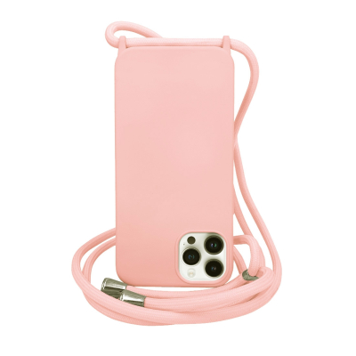 Coque premium + lacet Color lace pour iphone 14 pro - Rose clair