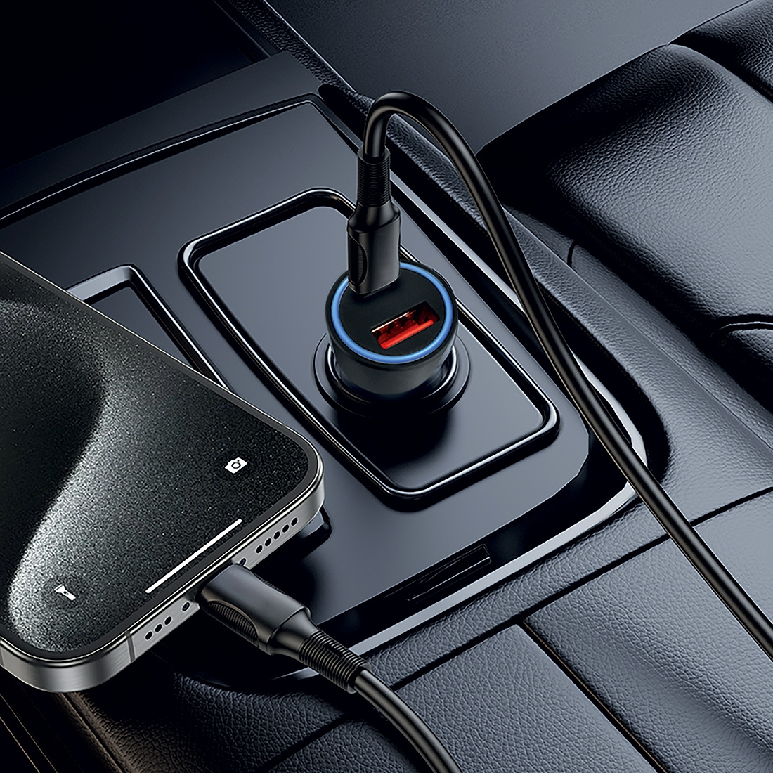 Chargeur allume-cigare Iron Car 48W aluminium - 1 port USB-A + 1 Type-C