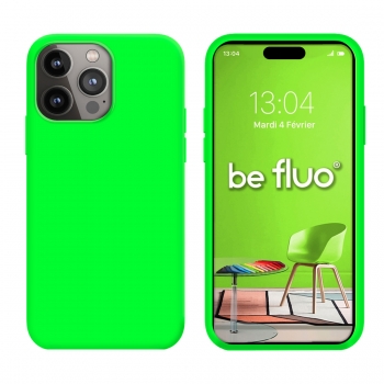 Coque Silicone Moxie BeFluo Fine et Légère pour iPhone 16 Pro Max, Intérieur Microfibre - Vert Fluo