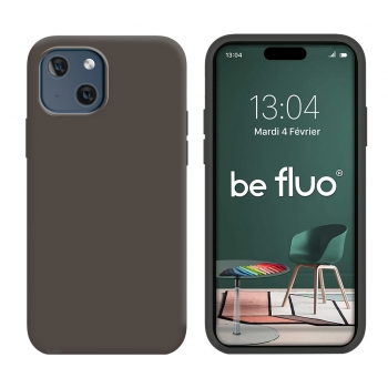 Coque Silicone Moxie BeFluo Fine et Légère pour iPhone 15, Intérieur Microfibre - Gris anthracie