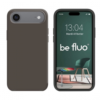 Coque Silicone Moxie BeFluo Fine et Légère pour iPhone Air, Intérieur Microfibre - Gris anthracite