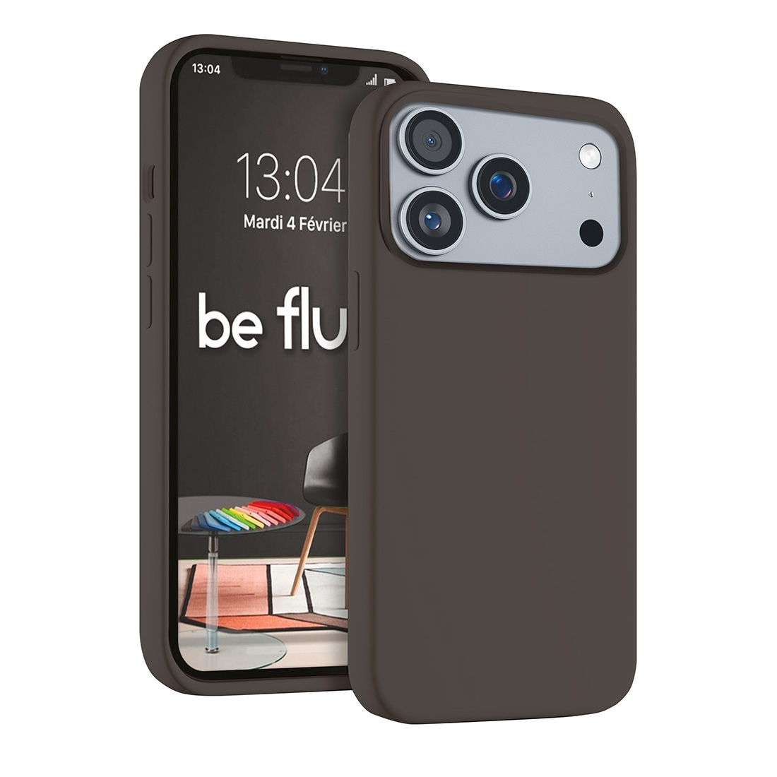 Coque Silicone Moxie BeFluo Fine et Légère pour iPhone 16 Pro Max, Intérieur Microfibre - Gris anthracite