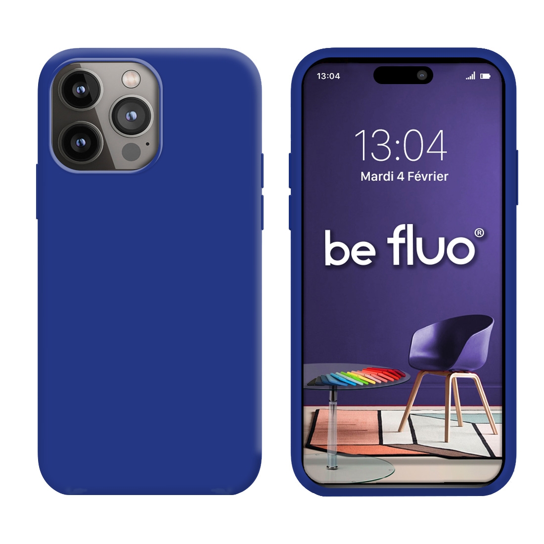 Coque Silicone Moxie BeFluo Fine et Légère pour iPhone 16 Pro, Intérieur Microfibre - Bleu electrique