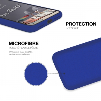 Coque Silicone Moxie BeFluo Fine et Légère pour iPhone 16, Intérieur Microfibre - Bleu electrique