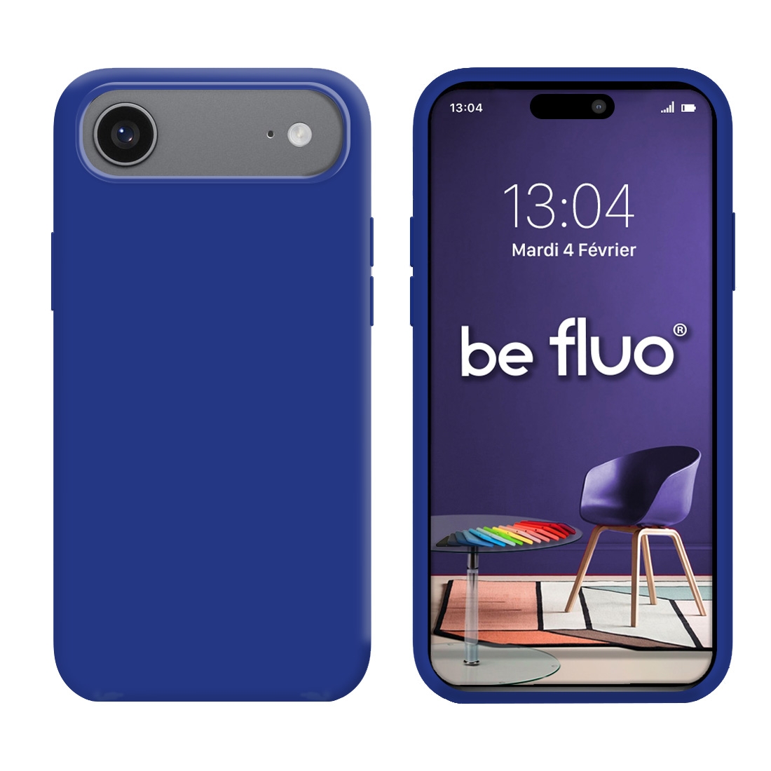 Coque Silicone Moxie BeFluo Fine et Légère pour iPhone Air, Intérieur Microfibre - Bleu electrique