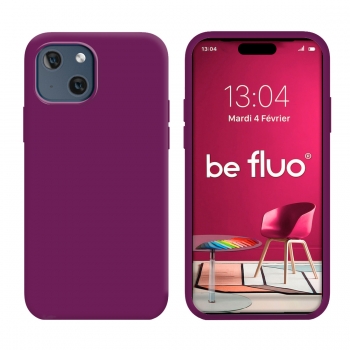 Coque Silicone Moxie BeFluo Fine et Légère pour iPhone 15, Intérieur Microfibre - Myrtille
