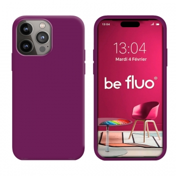Coque Silicone Moxie BeFluo Fine et Légère pour iPhone 16 Pro, Intérieur Microfibre - Myrtille
