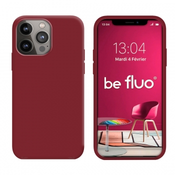 Coque Silicone Moxie BeFluo Fine et Légère pour iPhone 15 Pro, Intérieur Microfibre - Dark Cherry