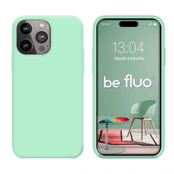 Coque Silicone Moxie BeFluo Fine et Légère pour iPhone 15 Pro Max, Intérieur Microfibre - Menthe poivrée