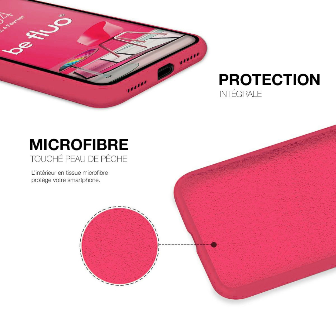Coque Silicone Moxie BeFluo Fine et Légère pour iPhone 16 Plus, Intérieur Microfibre - Fruit du dragon