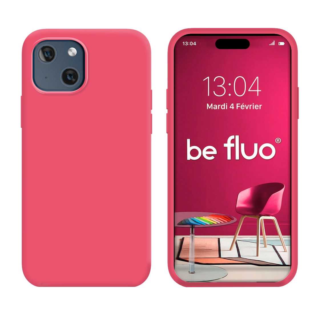 Coque Silicone Moxie BeFluo Fine et Légère pour iPhone 15, Intérieur Microfibre - Fruit du dragon