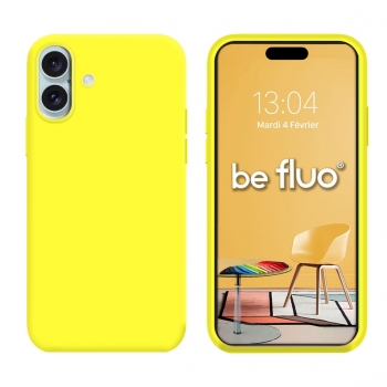 Coque Silicone Moxie BeFluo Fine et Légère pour iPhone 17, Intérieur Microfibre - Jaune fluo