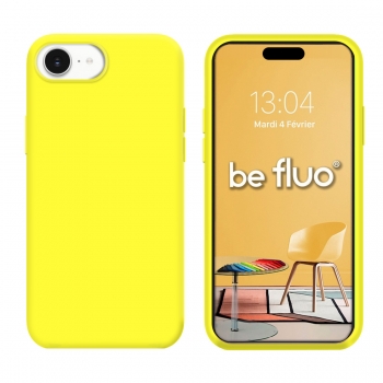 Coque Silicone Moxie BeFluo Fine et Légère pour iPhone 16e, Intérieur Microfibre - Jaune fluo