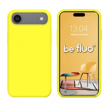 Coque Silicone Moxie BeFluo Fine et Légère pour iPhone Air, Intérieur Microfibre - Jaune fluo