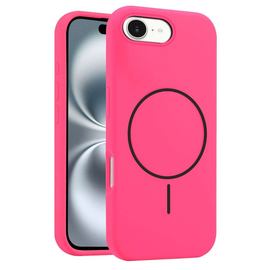 Coque Silicone Moxie BeFluo avec magsafe iPhone 17e - rose