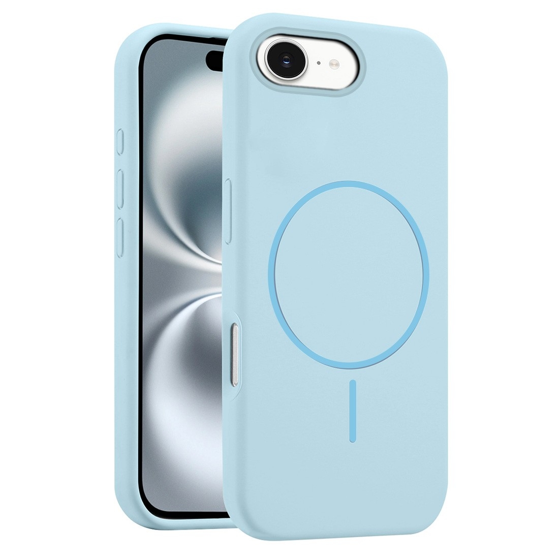 Coque Silicone Moxie BeFluo avec magsafe iPhone 17e - bleu clair