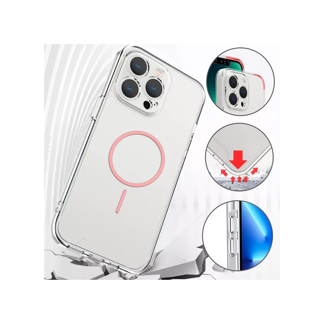 Coque renforcée transparente iPhone 17e avec magsafe - Rose