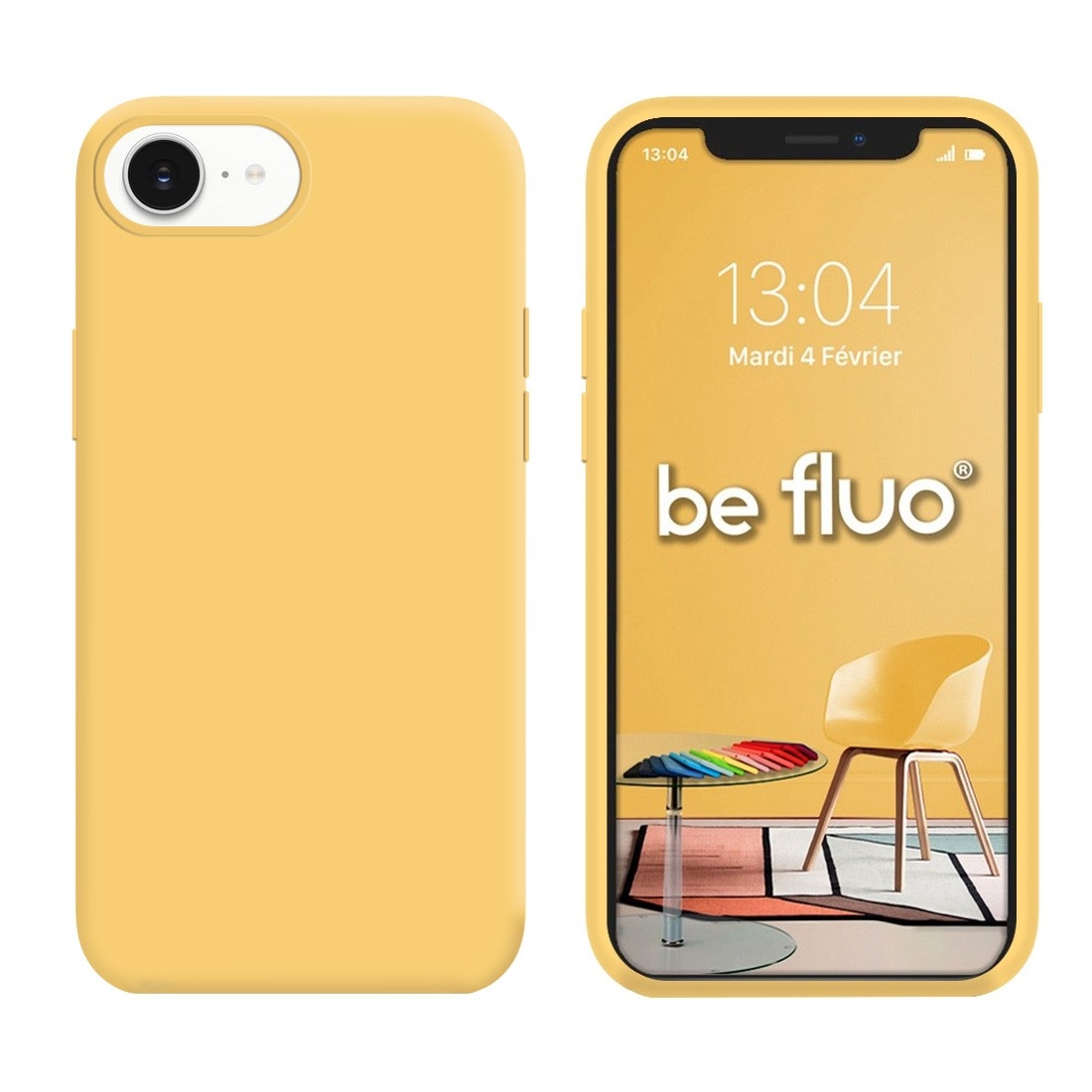 Coque Silicone Moxie BeFluo Fine et Légère pour iPhone 17e, Intérieur Microfibre - jaune