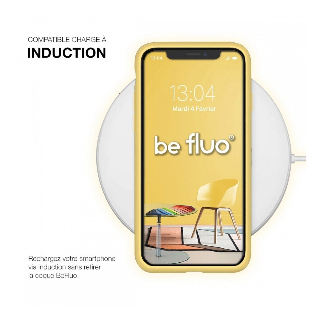 Coque Silicone Moxie BeFluo Fine et Légère pour iPhone 17e, Intérieur Microfibre - jaune