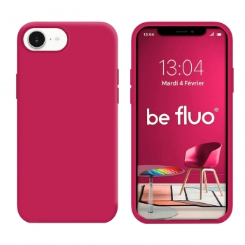 Coque Silicone Moxie BeFluo Fine et Légère pour iPhone 17e, Intérieur Microfibre - framboise