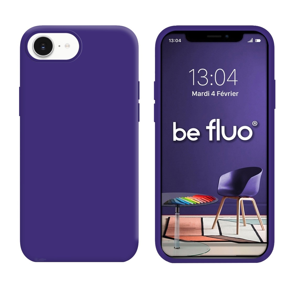 Coque Silicone Moxie BeFluo Fine et Légère pour iPhone 17e, Intérieur Microfibre - violet