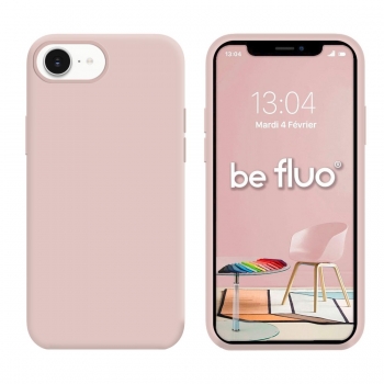 Coque Silicone Moxie BeFluo Fine et Légère pour iPhone 17e, Intérieur Microfibre - rose des sables