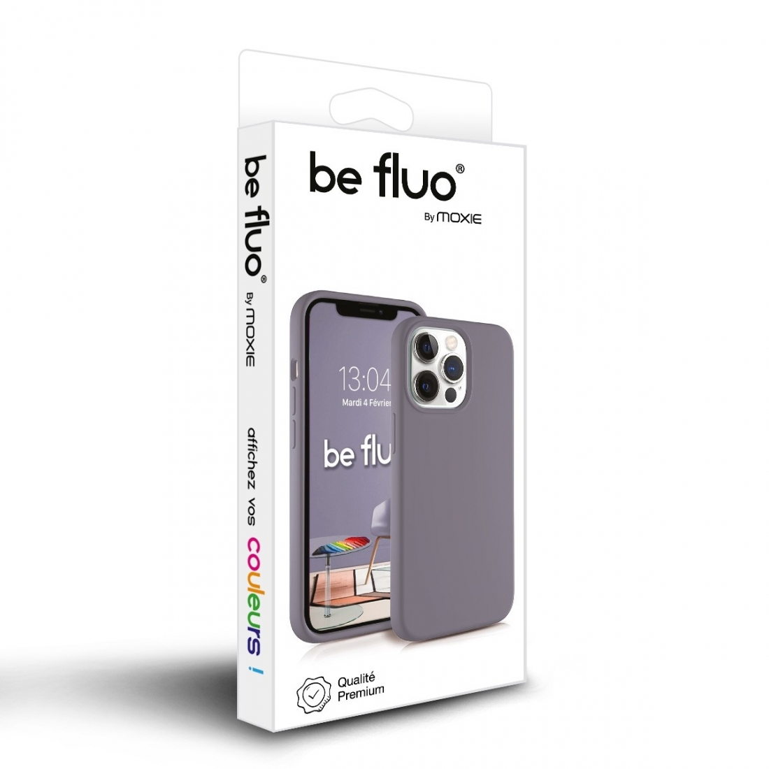 Coque Silicone Moxie BeFluo Fine et Légère pour iPhone 17e, Intérieur Microfibre - gris lavande