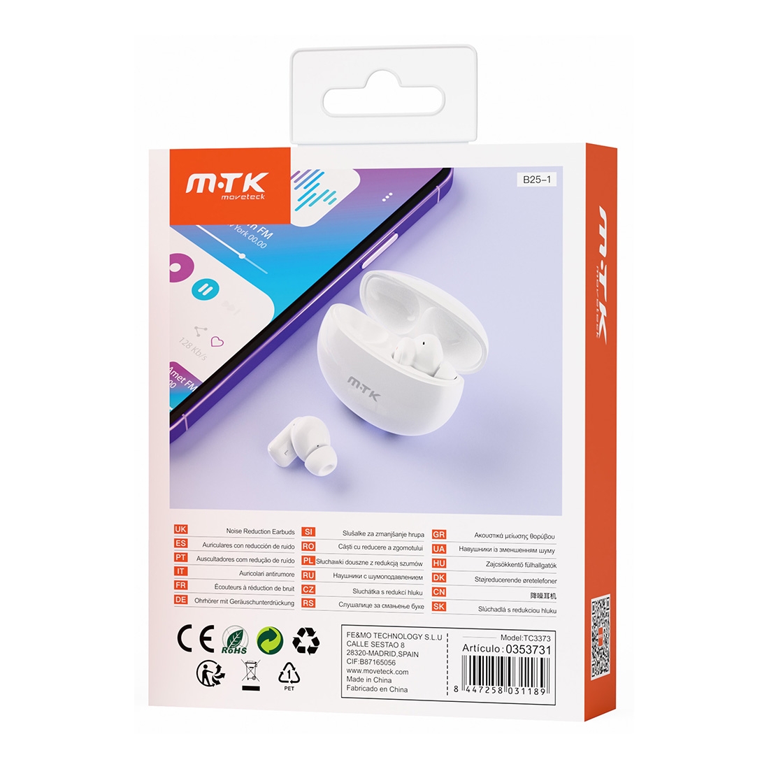 Écouteurs Bluetooth 5.3 avec Réduction de Bruit - blanc
