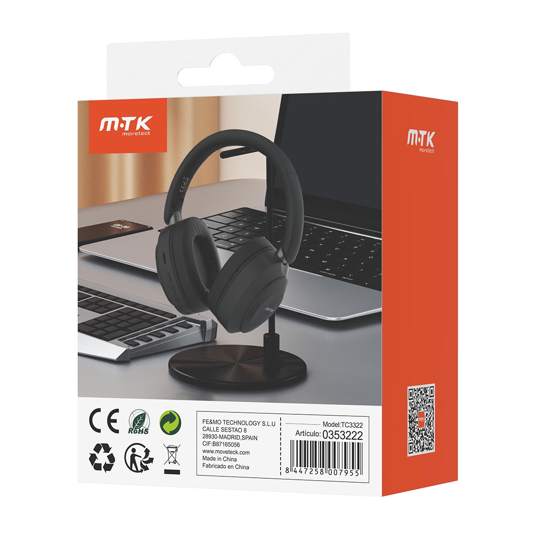 Casque Bluetooth Sans Fil TWS pliable - Noir