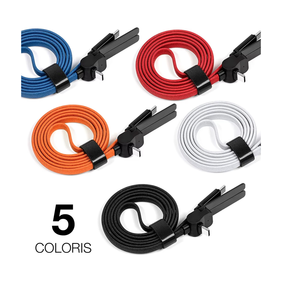 Câble data USB-C vers USB-C 60W avec support trépied 1 m - Orange