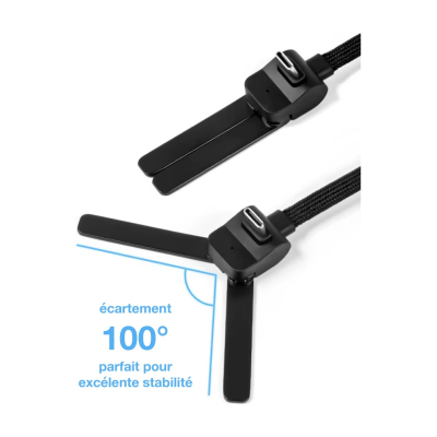 Câble data USB-C vers USB-C 60W avec support trépied 1 m - Blanc