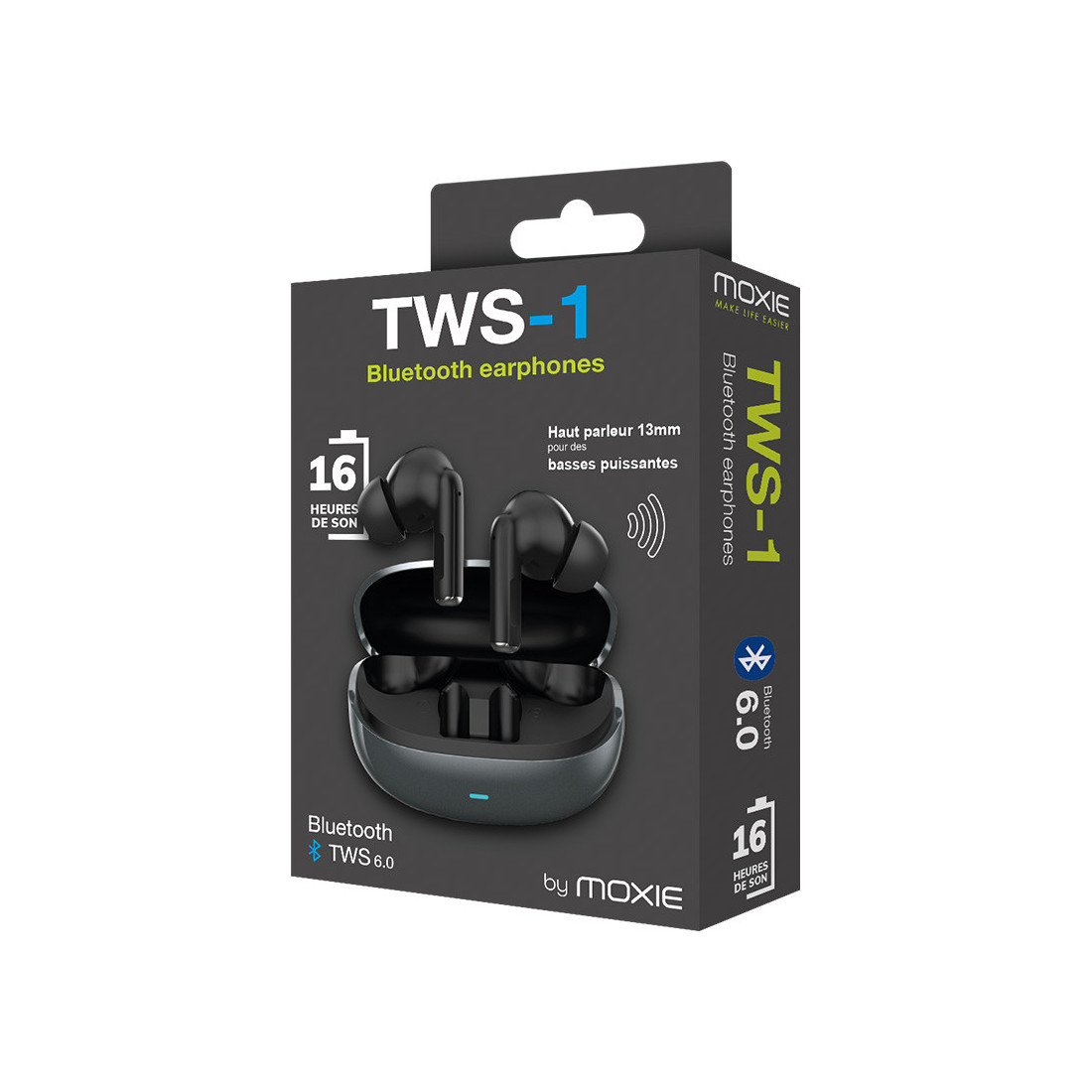 Oreillette BlueTooth Stéréo true wireless noir - TWS1