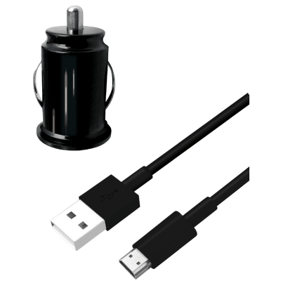 Pack chargeur voiture 1A + Cable data Micro USB sous packaging