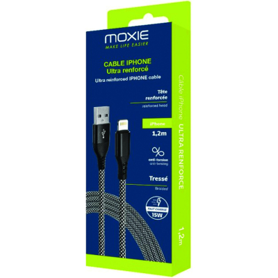 Cable en Nylon ultra résistant embouts renforcés USBA/Lightning 2m
