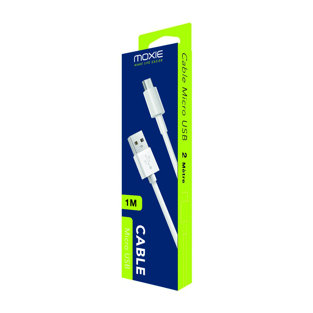 Câble data Moxie Micro-USB 1 mètre - Blanc