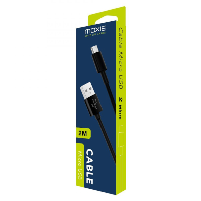 Câble data Moxie Fast charge Micro USB 2m - Noir sous packaging