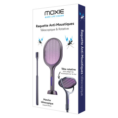 Raquette electrique anti-moustiques télescopique et rotative