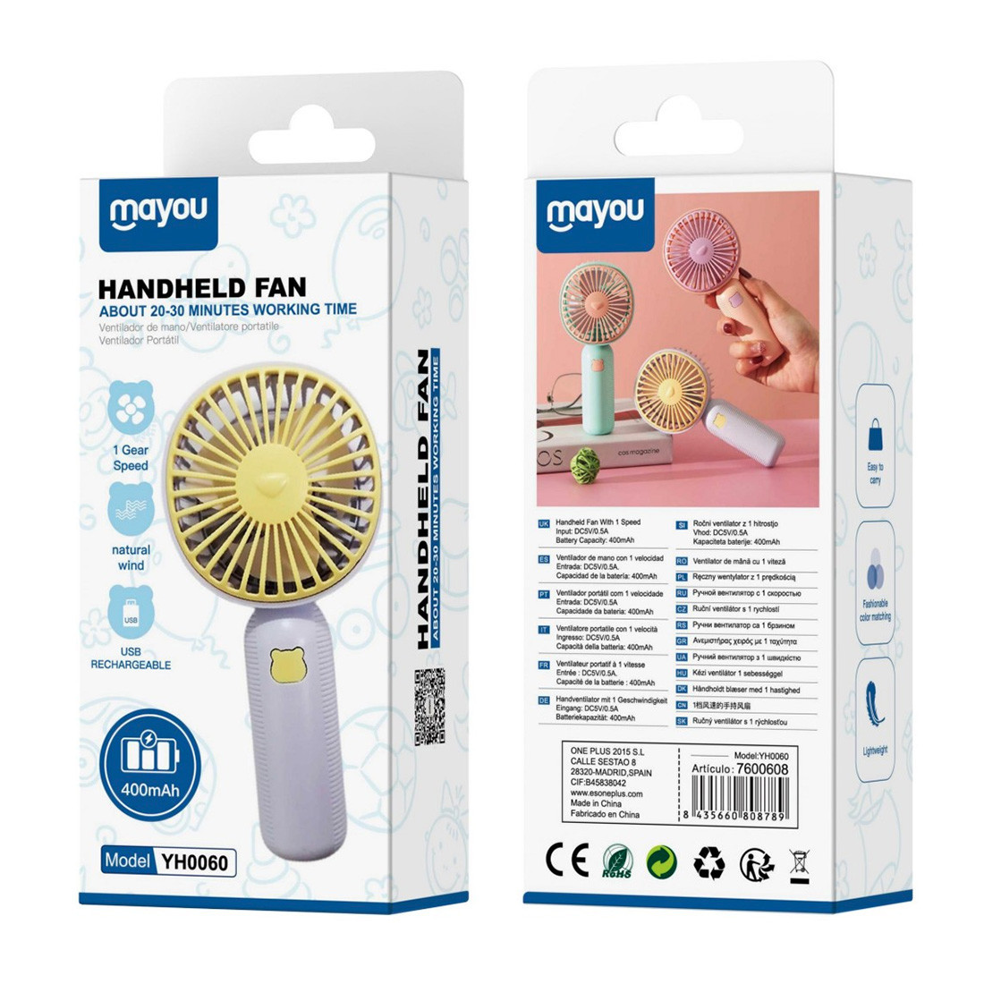 Mini ventilateur 400mah YH0060 - Violet
