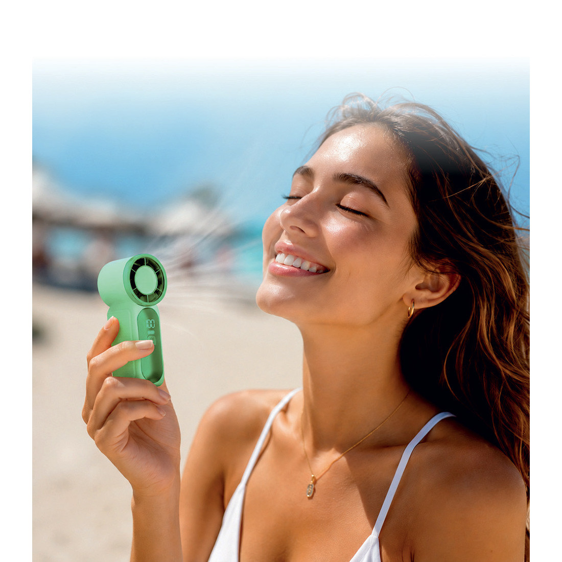 Mini Ventilateur rechargeable 1200 mah Pocket Fan à 6 vitesses - Vert