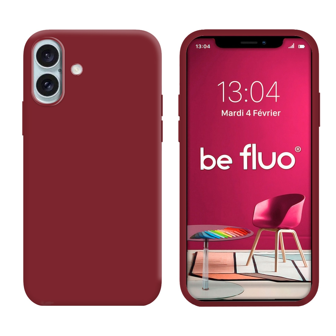 Coque Silicone Moxie BeFluo pour iphone 18 - Dark Cherry