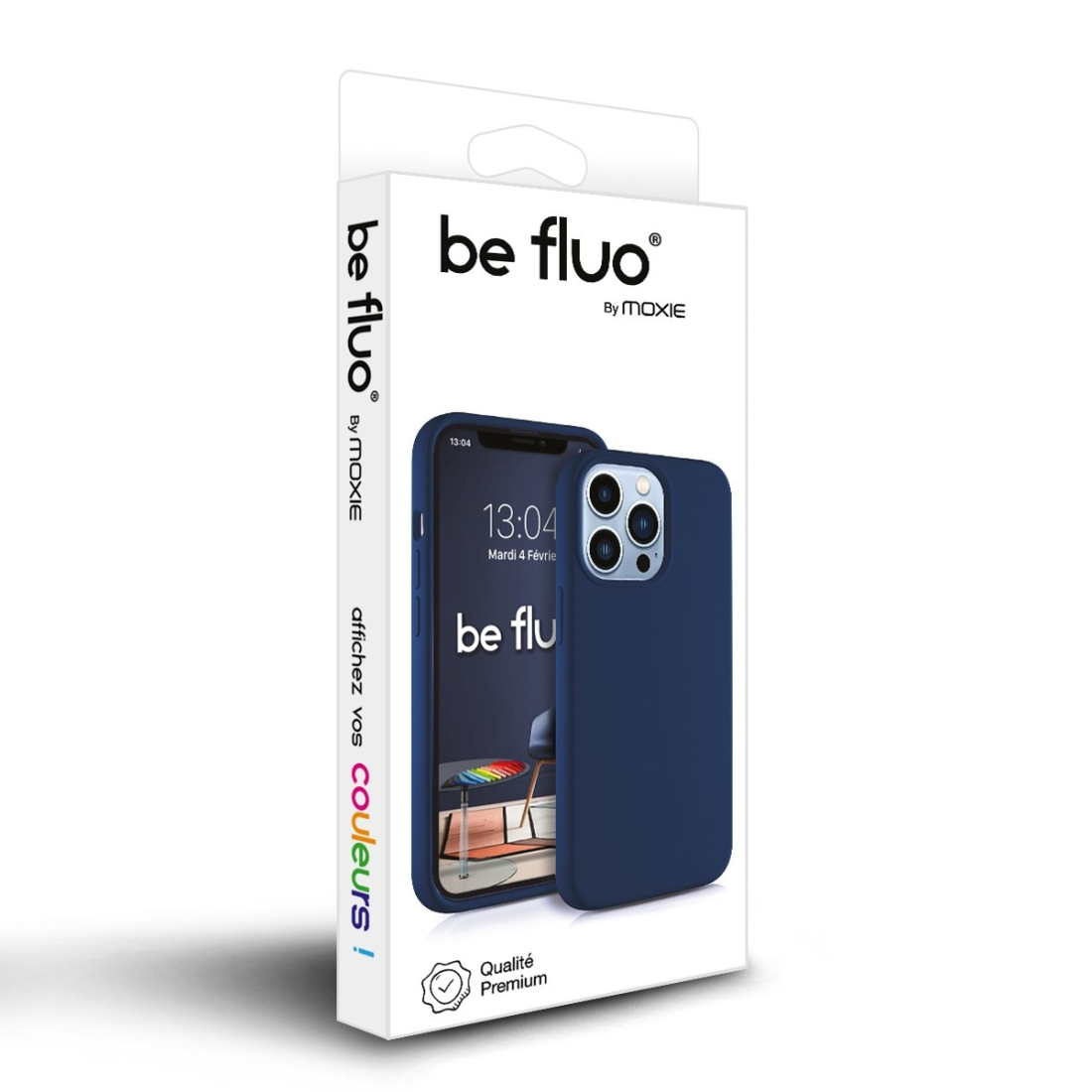 Coque Silicone Moxie BeFluo pour iphone 18 - Bleu foncé
