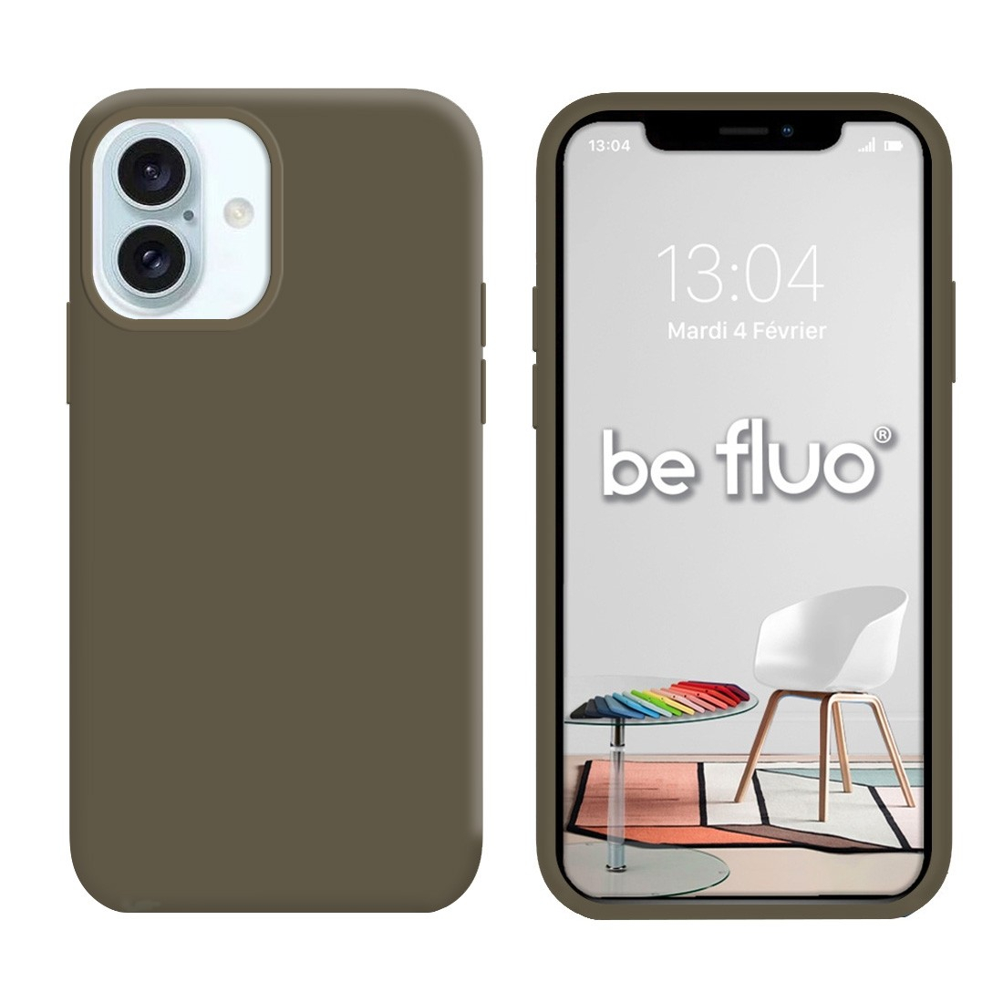 Coque Silicone Moxie BeFluo Fine et Légère pour iphone 18 - Kaki