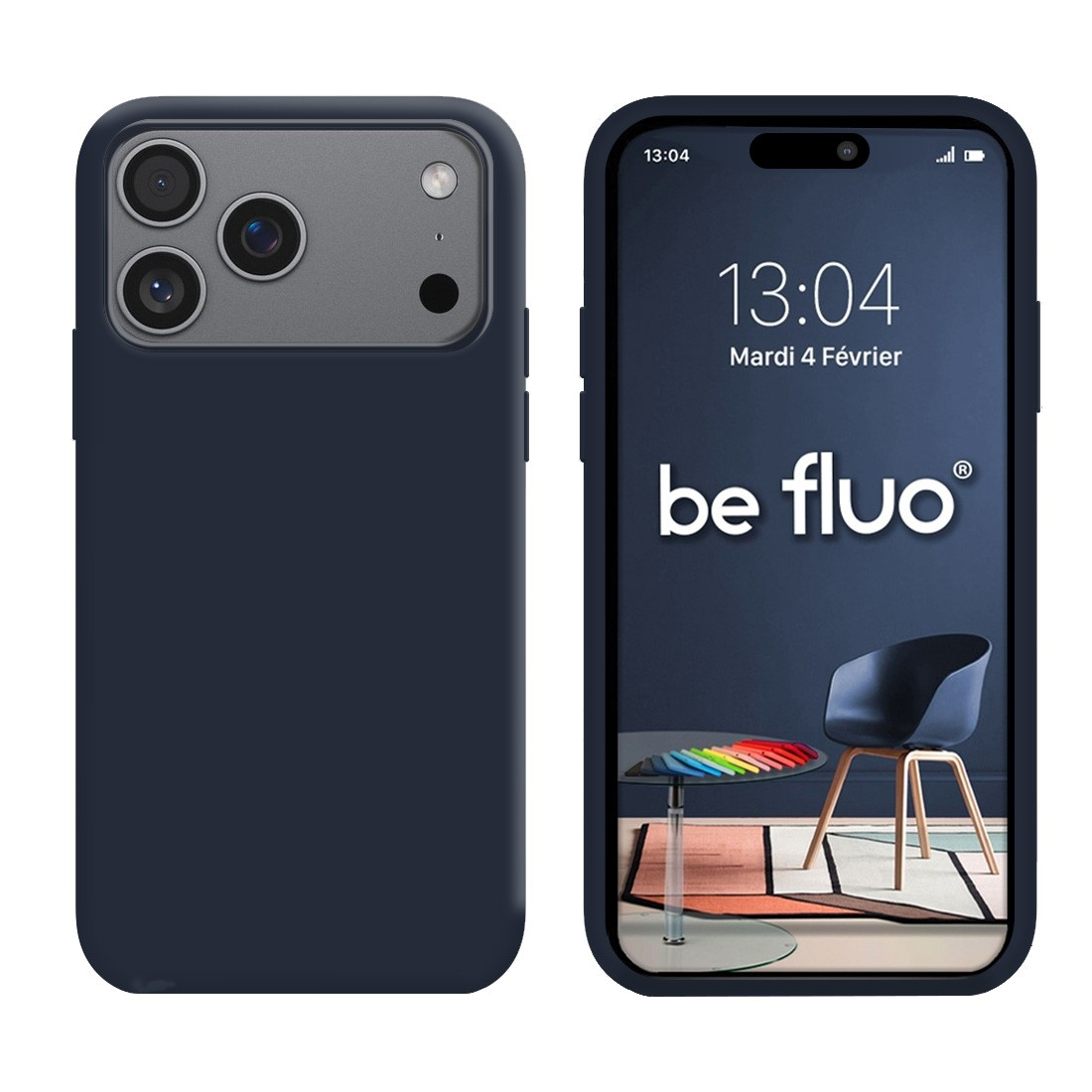 Coque Silicone Moxie BeFluo pour iPhone 18 Pro - Bleu foncé