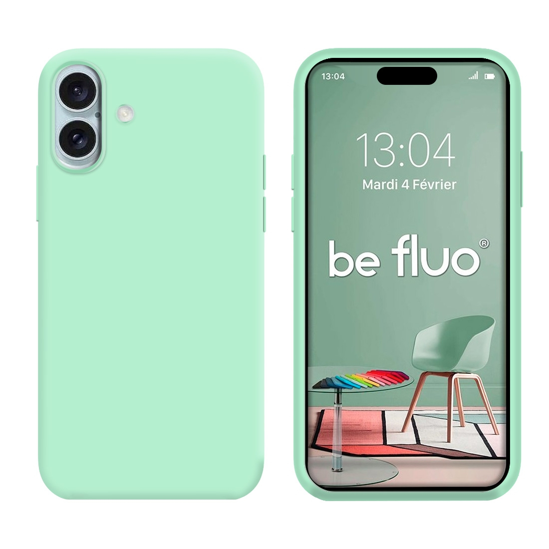 Coque Silicone Moxie BeFluo pour iphone 18 - Menthe poivrée
