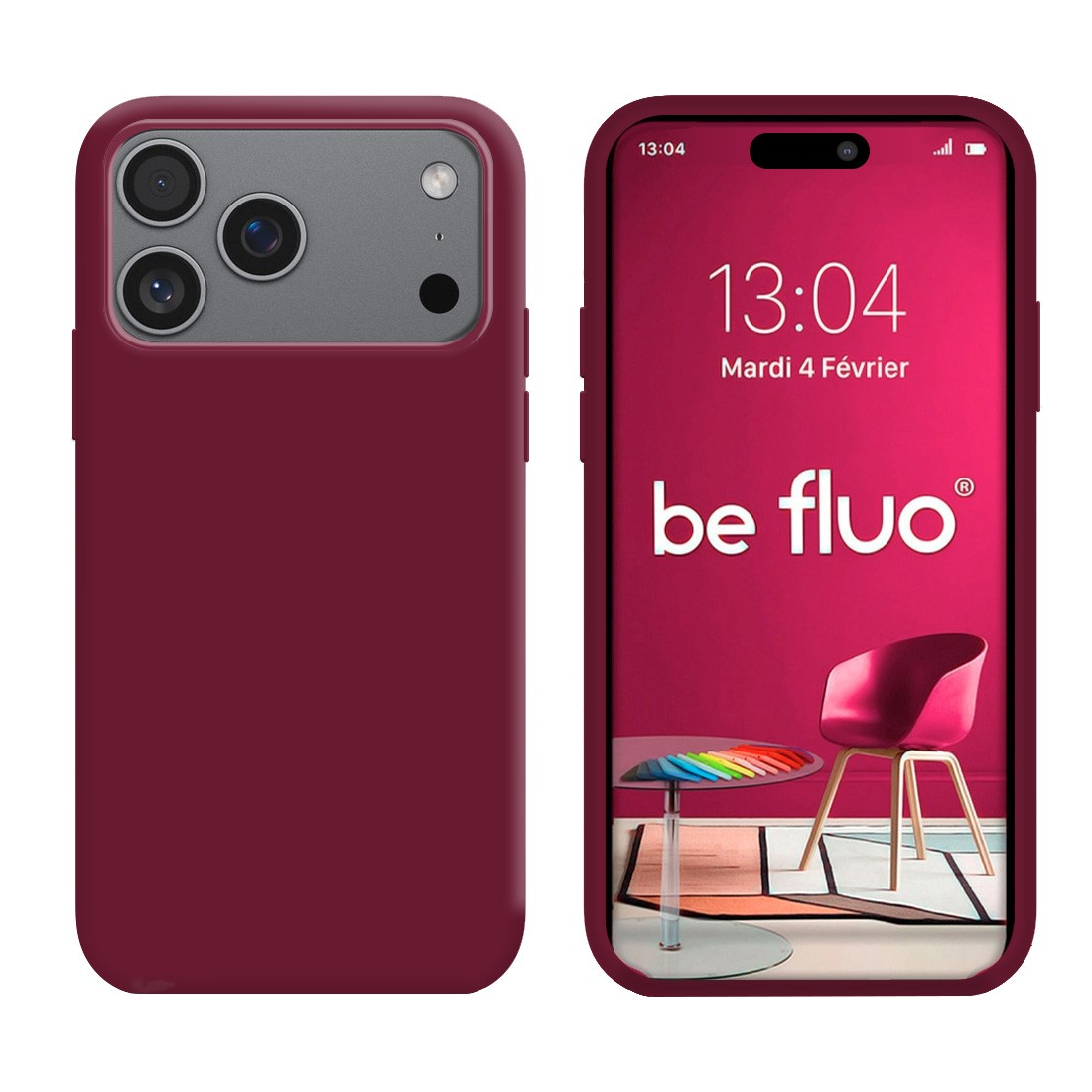 Coque Silicone Moxie BeFluo pour iPhone 18 Pro Max - Lie de vin