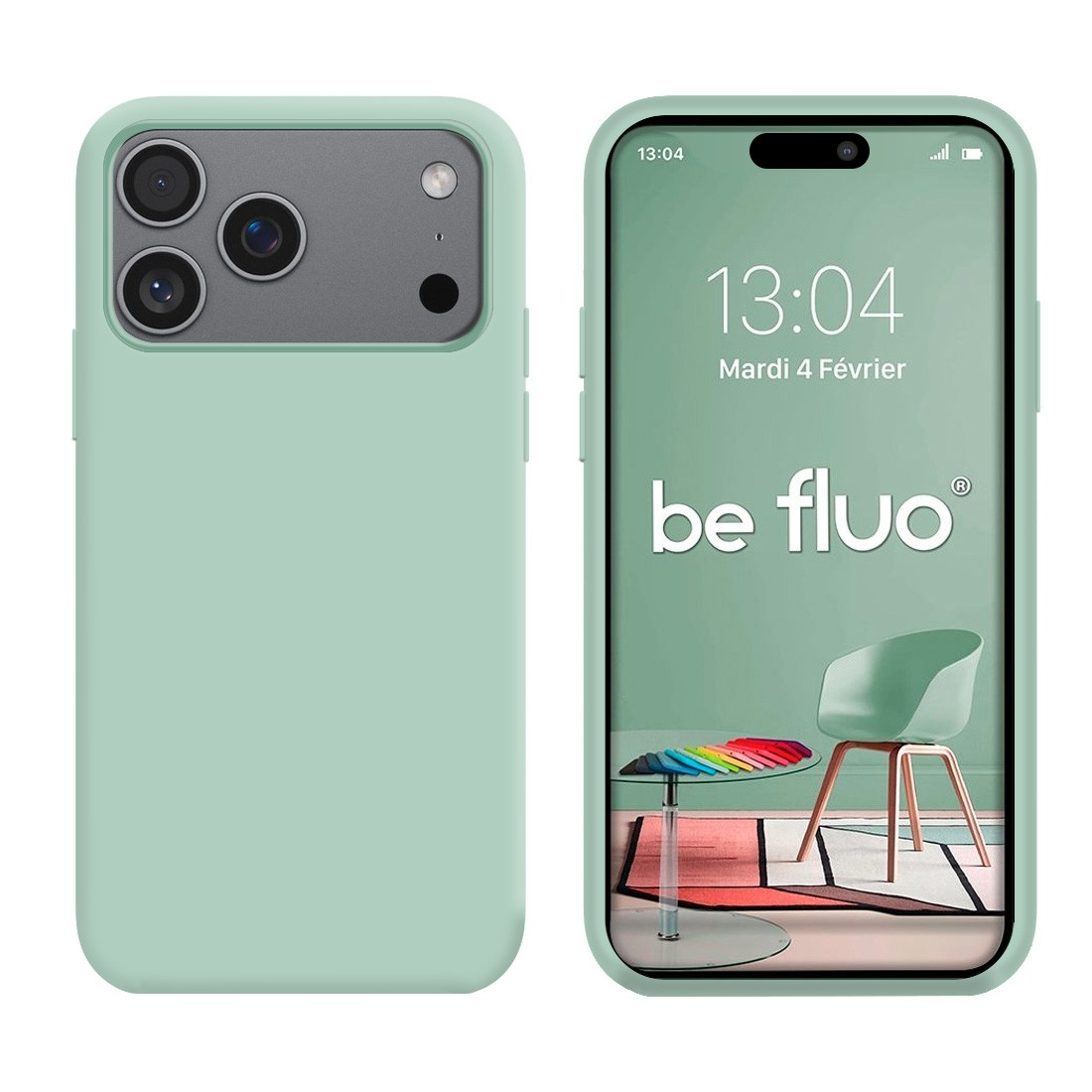 Coque Silicone Moxie BeFluo pour iPhone 18 Pro - Menthe