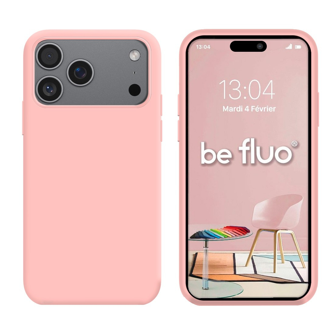 Coque Silicone Moxie BeFluo pour iPhone 18 Pro Max - Rose clair