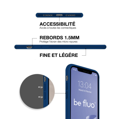 Coque Silicone Moxie BeFluo pour iPhone 18 Pro Max - Bleu marine